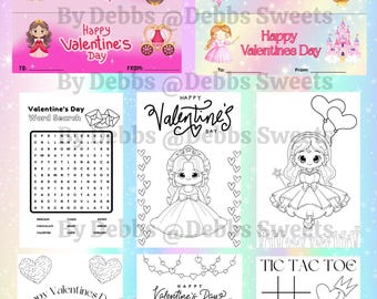 Valentinstag, Prinzessinnen, Malvorlage, Gastgeschenke