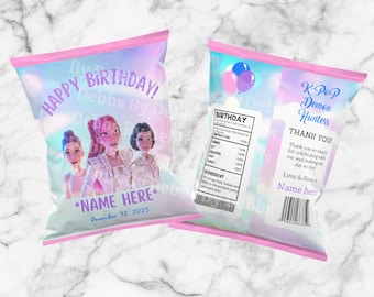 Kpop Chip Taschenvorlage | Geburtstag Gastgeschenk | Bedruckbare Snack-Tasche | Bearbeitbarer digitaler Download