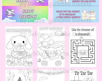 Sanrio Geburtstag Ausmalbilder, Malvorlagen, Vorlagen, Party Gastgeschenke