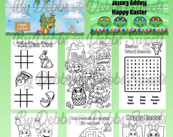 Ostern Malvorlagen, Aufkleber Ausmalbilder, Party Gastgeschenke, Vorlagen, Korb Kissen, Schildkröten