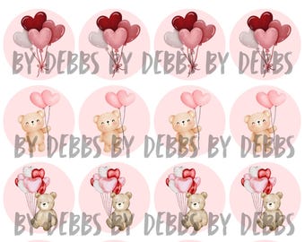 Essbare Valentinstag Bilder, 5 cm Cupcake Toppers (Digitaler Download)