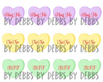 Gespräch Herz essbare Bilder, Valentinstag Cupcake Toppers (Digital Download 2-Zoll-Herzen )