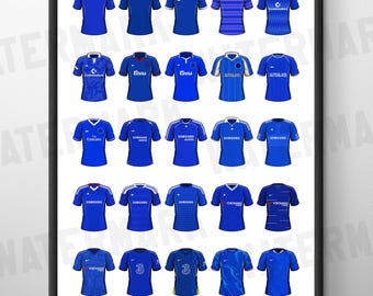 Chelsea Classic Home Football Shirts Poster Print: A4 / A3 Framed Soccer Wall Art Gifts