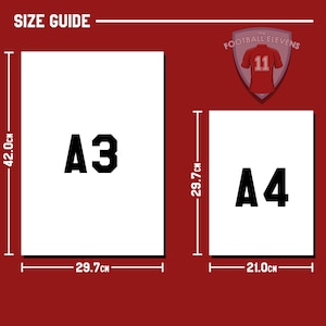 May include: Size guide for A3 and A4 paper sizes. A3 paper measures 29.7 cm by 42.0 cm. A4 paper measures 21.0 cm by 29.7 cm.