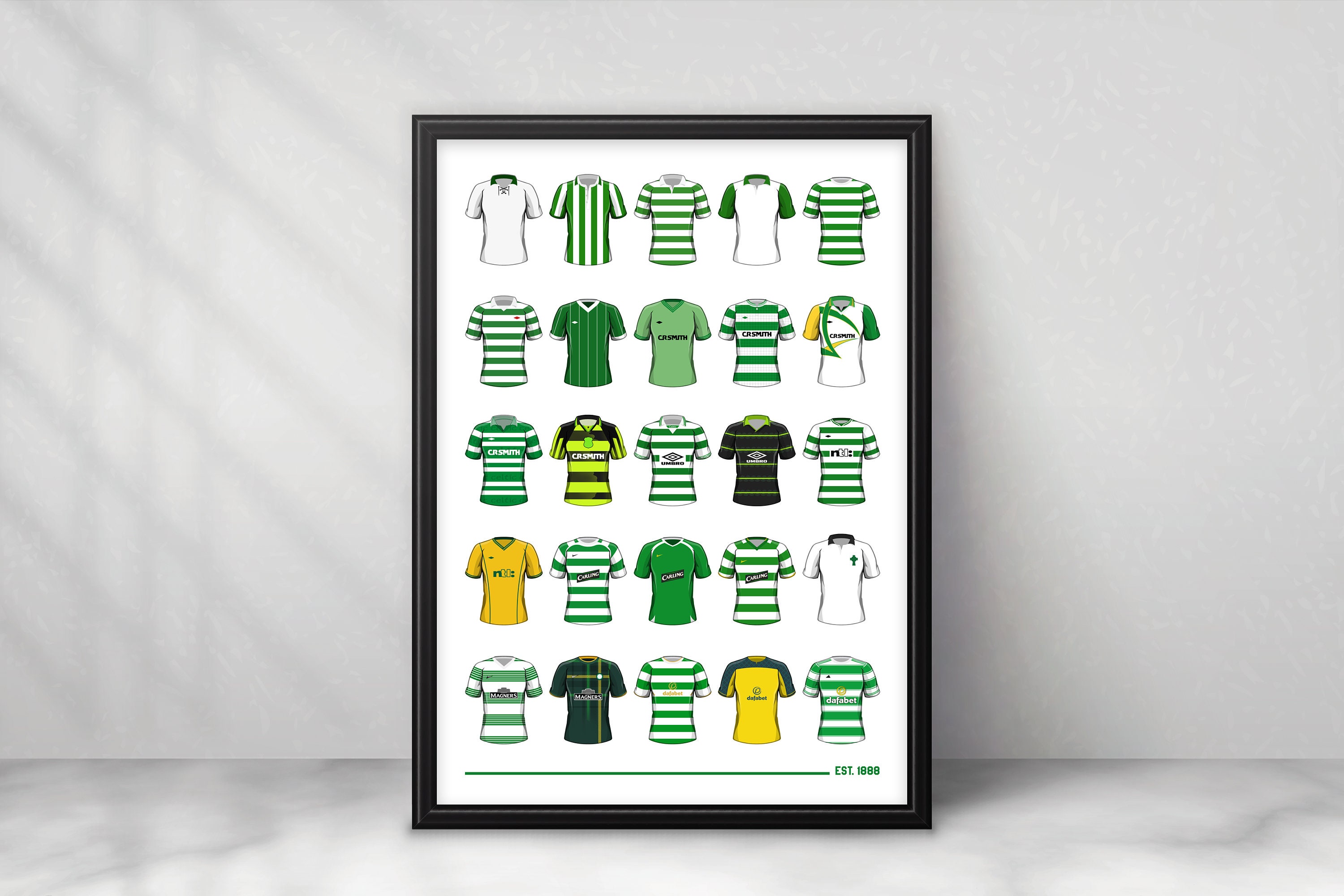 Celtic Classic Football Shirts Football Print Wall Art 