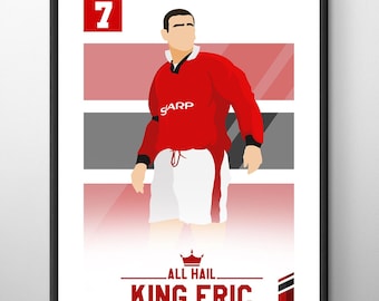 Eric Cantona Football Legend Poster Print: A4 / A3 Framed Soccer Wall Art Gifts for Birthday, Christmas, Father's Day, Mother's Day