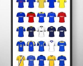 Wimbledon Classic Football Shirts Poster Print: A4 / A3 Framed Soccer Wall Art Gifts for Birthday, Christmas, Father's Day, Mother's Day