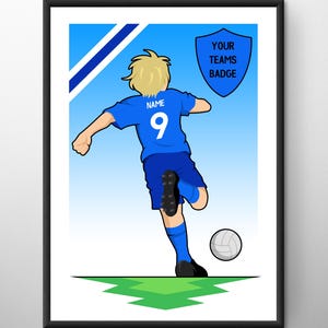 Jugador de fútbol personalizado / Regalos para niños / Regalos para niñas / Descarga digital en PDF / Enmarcado / Impresión de póster A4, A3