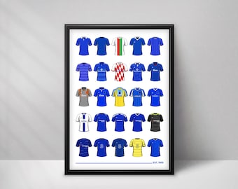 Chelsea Classic Football Shirts Through History Poster Print