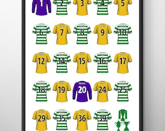 Celts 2000/01 Treble Winners Football Poster Print: A4 / A3 Framed Soccer Wall Art Gifts for Birthday, Christmas, Father's Day, Mother's Day