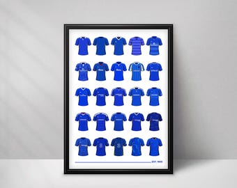 Chelsea Classic Home Football Shirts Through History Poster Print