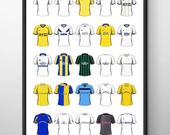Leeds Classic Football Shirts Poster Print: A4 / A3 Framed Soccer Wall Art Gifts for Birthday, Christmas, Father's Day, Mother's Day