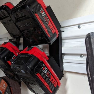 Modular Single or Dual Battery Holder - Wall Mount or VersaTrack Craftsman-DeWalt-Worx-Hart-Makita-Milwaukee-Porter Cable