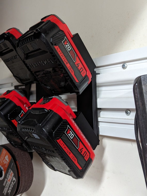Modular Single or Dual Battery Holder - Wall Mount or VersaTrack Craftsman-DeWalt-Worx-Hart-Makita-Milwaukee-Porter Cable