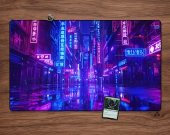 Magic Playmat - Kamigawa Neon City 23.6&quot; MTG & TCG, Magic The Gathering Playmat