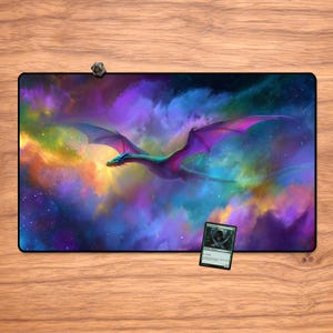 Celestial Dragon MTG Playmat: Stitched Edge, Non-Slip - 23.6&quot; x 13.8&quot;