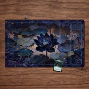Magic Playmat - Lotus with Zones, 23.6&quot; x 13.8&quot; MTG, TCG, Magic The Gathering Playmat