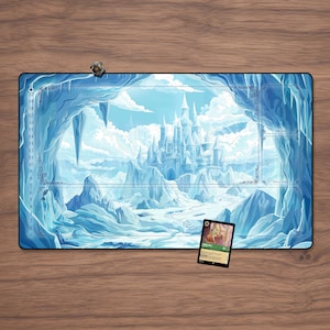 Lorcana Card Playmat Ice Castle with Zones 23.6&quot; x 13.8&quot; Tabletop Accessory