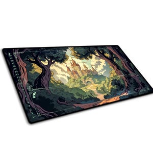Lorcana Playmat — Enchanted Castle with Zones 23.6&quot; x 13.8&quot; Fine Quality with Stitched Edges.