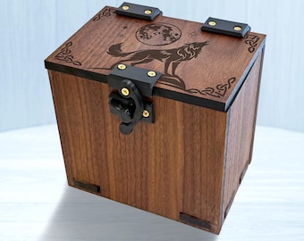 Deck Box MTG: Wolf Theme, 100+ Cards, Dice Tray — Magic The Gathering