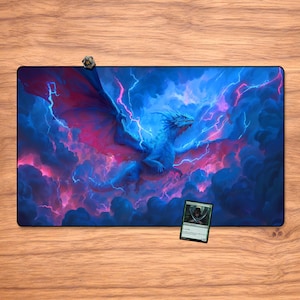 Magic Playmat - Blue Dragon 23.6" x 13.8" Izzet MTG, Magic The Gathering Card Playmat