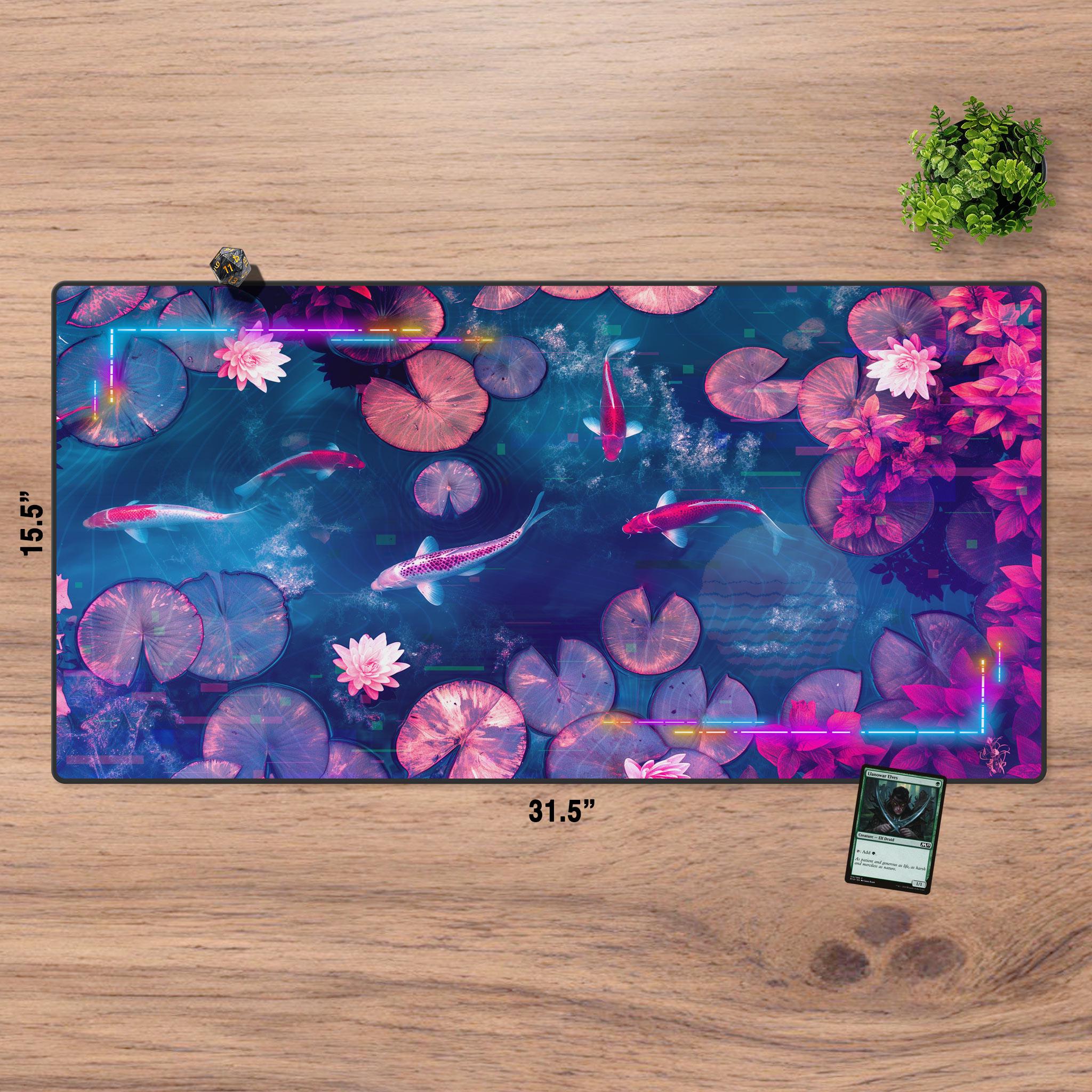 Oversize Playmat: Neon Koi Fish Theme, Magic the Gathering, Stitched ...