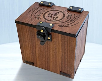 Wood MTG Deck Box, Earthbending Theme, 100+ Cards, Dice Tray — (No AI) Toph-inspired