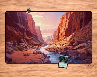 MTG Playmat - Outlaws of Thunder Junction 23.6" x 13.8" Magic The Gathering Card Mat, Stitched Edges