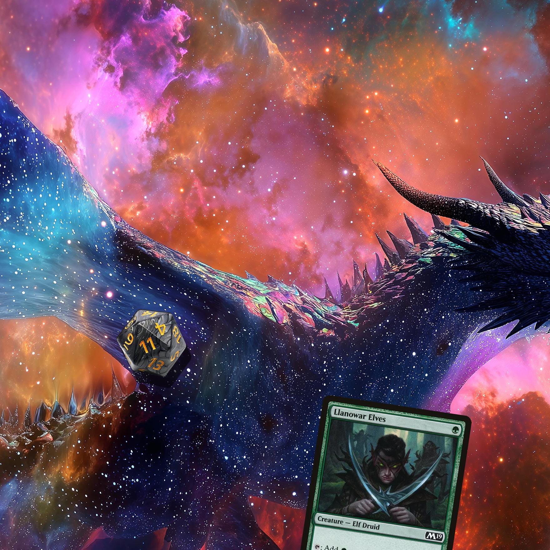天界のドラゴン MTG プレイマット: ステッチエッジ、滑り止め