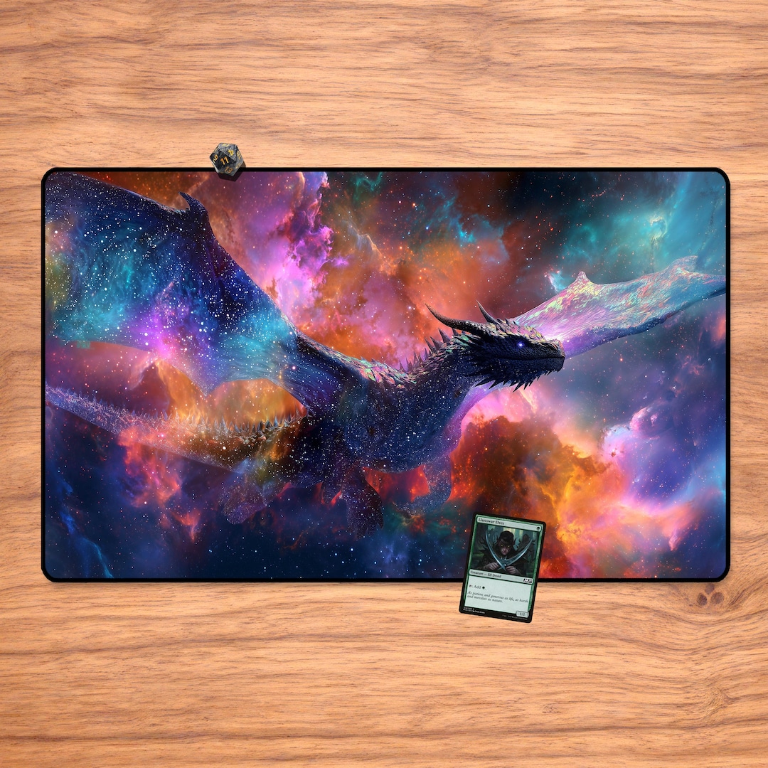 天界のドラゴン MTG プレイマット: ステッチエッジ、滑り止め