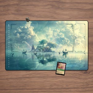 Lorcana Playmat -  Zen Viking Island with Zones 23.6&quot; x 13.8&quot; Tabletop Accessory
