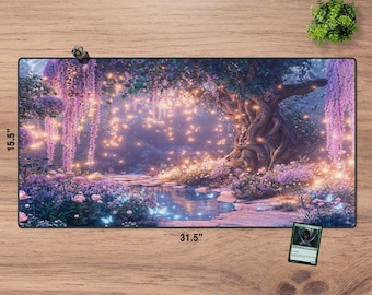 Oversize Playmat: Enchanted Forest, Stitched Edge Card Game Mat (31.5" × 15.5")