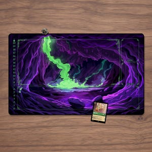 Lorcana Playmat - Dragon&#39;s Den with Zones 23.6&quot; x 13.8&quot; Fine Quality with Stitched Edges