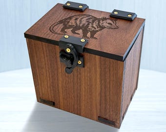 Wood MTG Deck Box: Opossum Theme 100+ Cards, Dice Tray (No AI) Bloomburrow