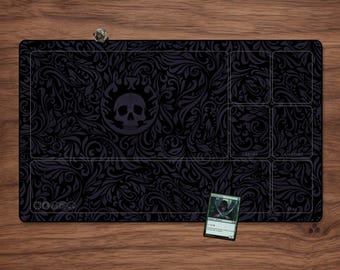 Black Swamp Playmat (No AI): MTG Card Game Tabletop Accessory with Zones
