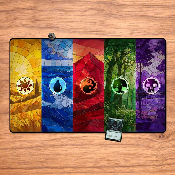 Stained Glass Mana MTG Playmat - Stitched Edge Card Mat - Etsy Stained Glass Mana MTG Playmat - Stitched Edge Card Mat - Etsy