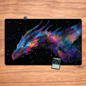 Celestial Dragon MTG Playmat: Stitched Edge, Non-Slip - 23.6&quot; x 13.8&quot;