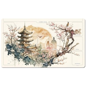 Tapete de juego Flesh and Blood - Acuarela Zen de 24" con zonas, tapete de juego FaB