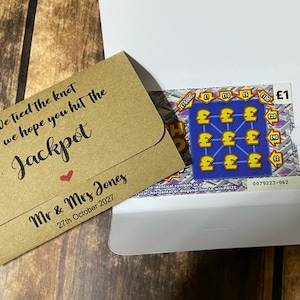 10X Personalized Folded Scratch card Holder Lottery Ticket Holders Good Luck Card Lucky in Love Card Wedding Favors Party Anniversaire BCN2a