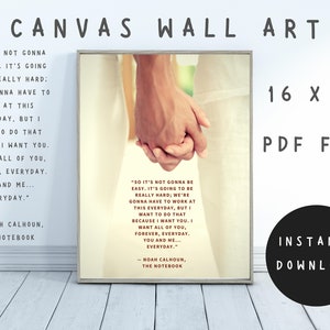 The Notebook Printable Wall Art, Minimalist Print, Digital Download, Quote, Poster, Romantic, Movie, Decor, Love, Typography, Quote, Romance