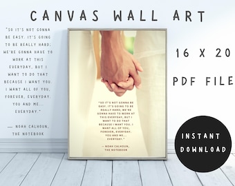 El arte de pared imprimible del cuaderno, impresión minimalista, descarga digital, cita, cartel, romántico, película, decoración, amor, tipografía, cita, romance