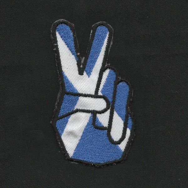 Victory sign Saint Andrews cross cloth sew-on patch