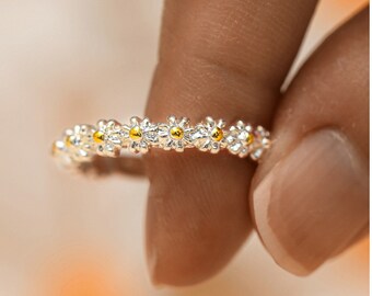 Queenbox Women 925 Sterling Silver Lovely Daisy Flower Ring Jewelry Open Ring Adjustable Queenbox Women 925 Sterling Silver Lovely Daisy Flower Ring Jewelry Open Ring Adjustable