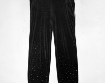 VTG 90er Jahre NEU St John Sport Marie Grau Velour Strass Trainingshose Damen XL