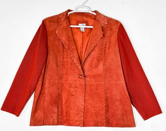 VTG Stonebridge oranje suède jas met gebreide mouwen en knevelknoop plus 2x western