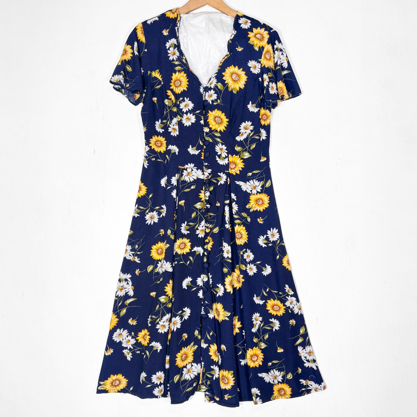 sunflower dress 90s 90's Empire Waist Sunflower Dress – Community Thrift and Vintage main image 1