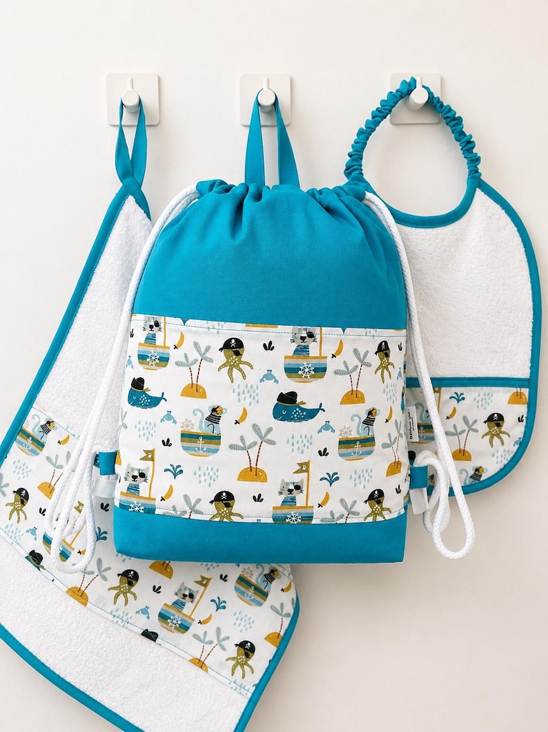 Personalized kindergarten bag with name | Cotton backpack for children | Personalized kindergarten bag | Nursery bag for kids image 9