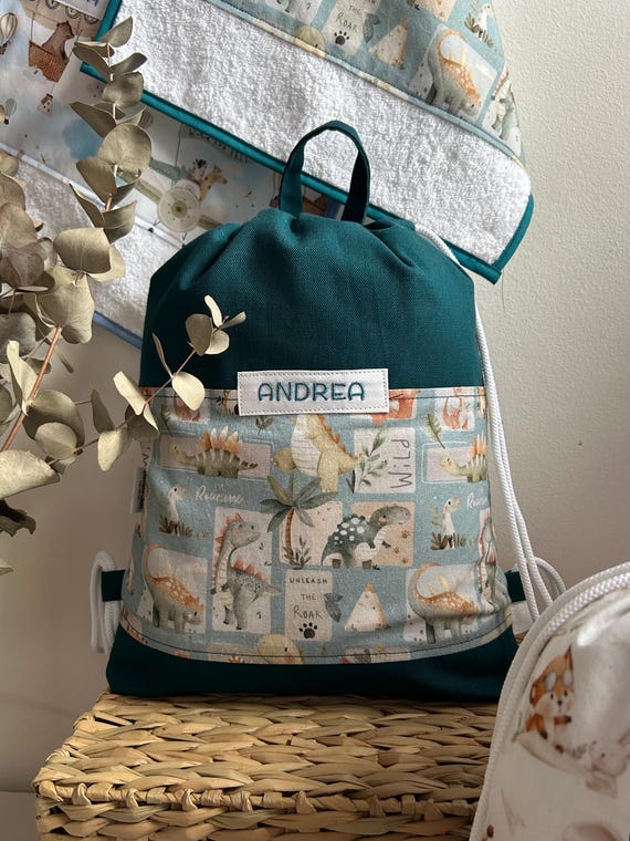 Sacca asilo personalizzata con nome | Zainetto bambino cotone | Kindergarten bag personalized | Nursery bag kids