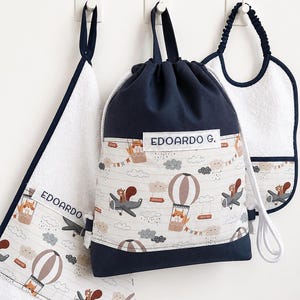 Personalized kindergarten bag with name | Cotton backpack for children | Personalized kindergarten bag | Nursery bag for kids image 7