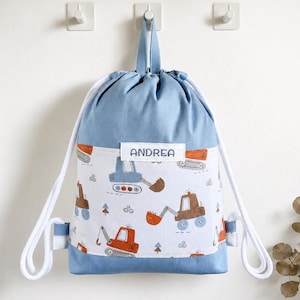 Personalized kindergarten bag with name | Cotton backpack for children | Personalized kindergarten bag | Nursery bag for kids image 4